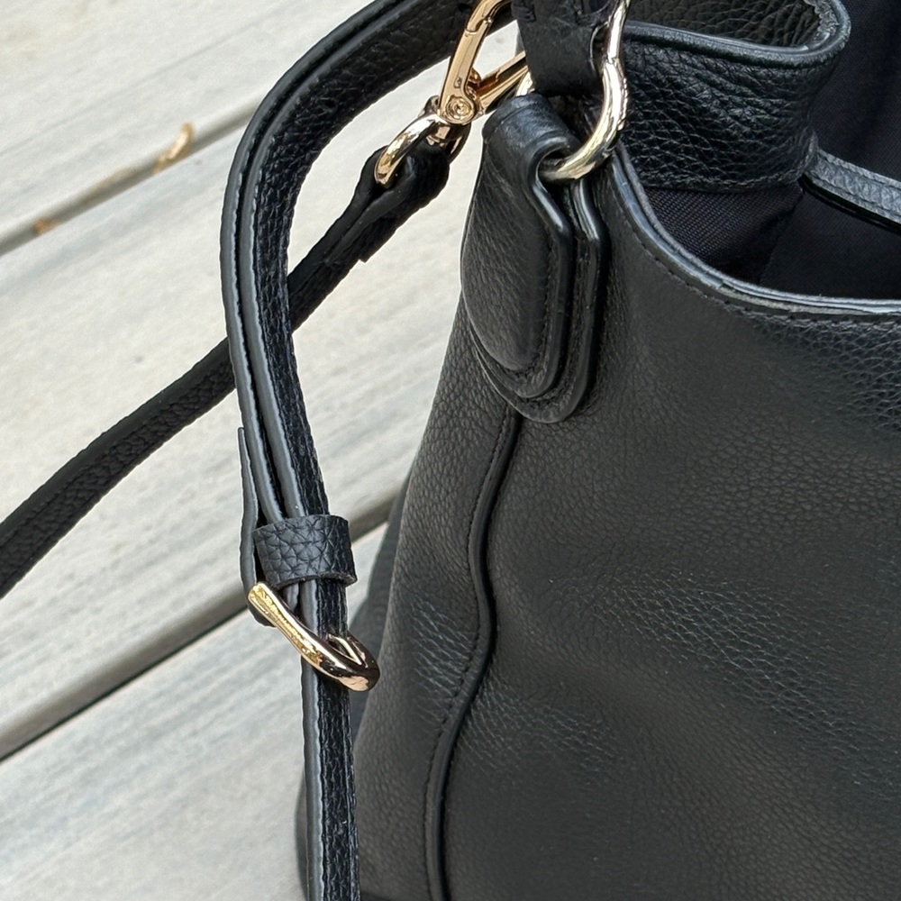 Coach Edie 28 Pebbled Black Leather Shoulder Bag - Picture 8 of 11